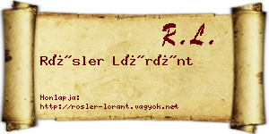 Rösler Lóránt névjegykártya